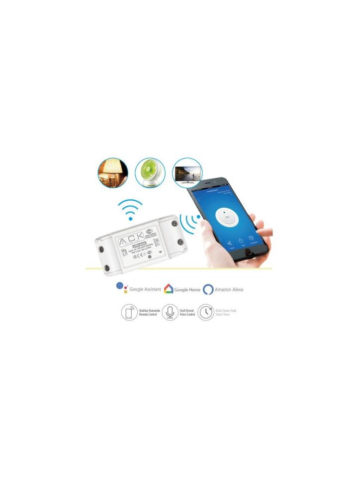 Ack - Akıllı Wifi Anahtar Smart Switch Uzaktan Kontrol Sesli Komut AY26-01010