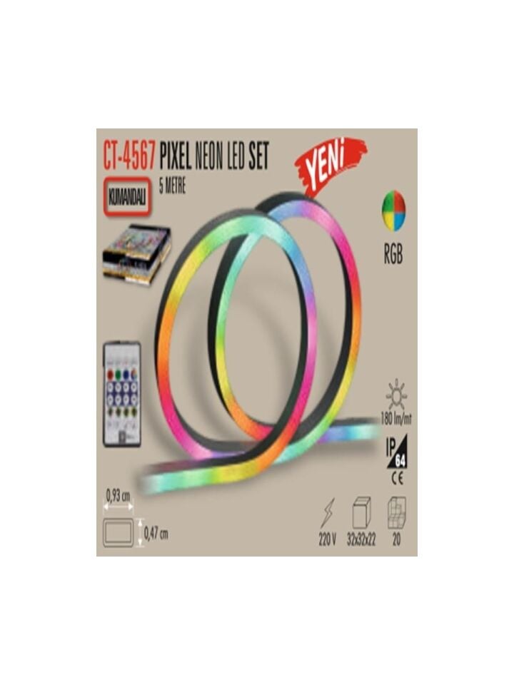 Cata RGB Akıllı Pixel Neon Led Seti Sese Duyarlı Çok Renkli 8w/1m