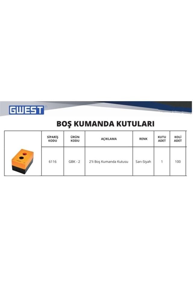 Gwest İkili Boş Kumanda/Buton Kutusu GBK-2 6116
