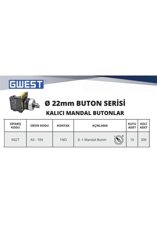 Gwest Kalıcı Mandal Buton A5-10X 6027