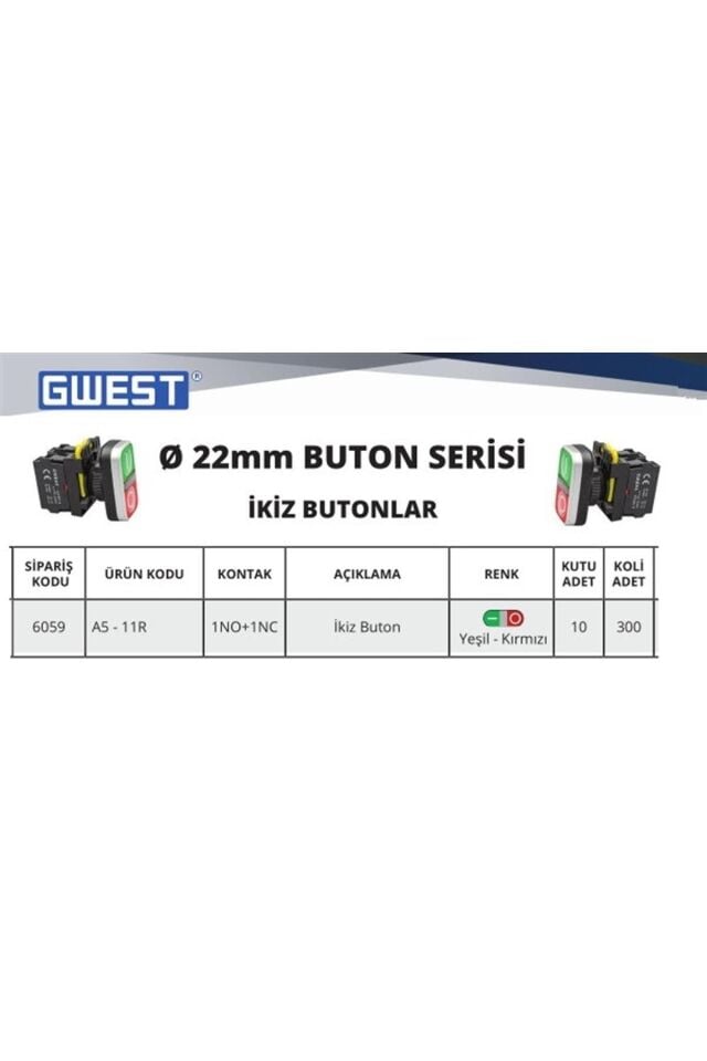 Gwest İkiz Buton (Start-Stop) A5-11R 6059
