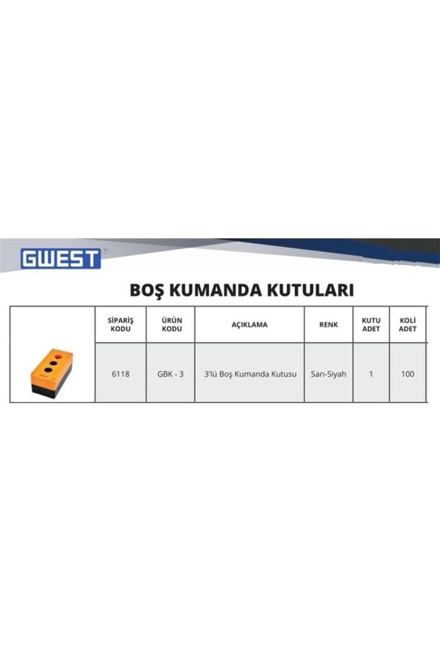 Gwest 3'lü Boş Buton Kutusu GBK-3 6118