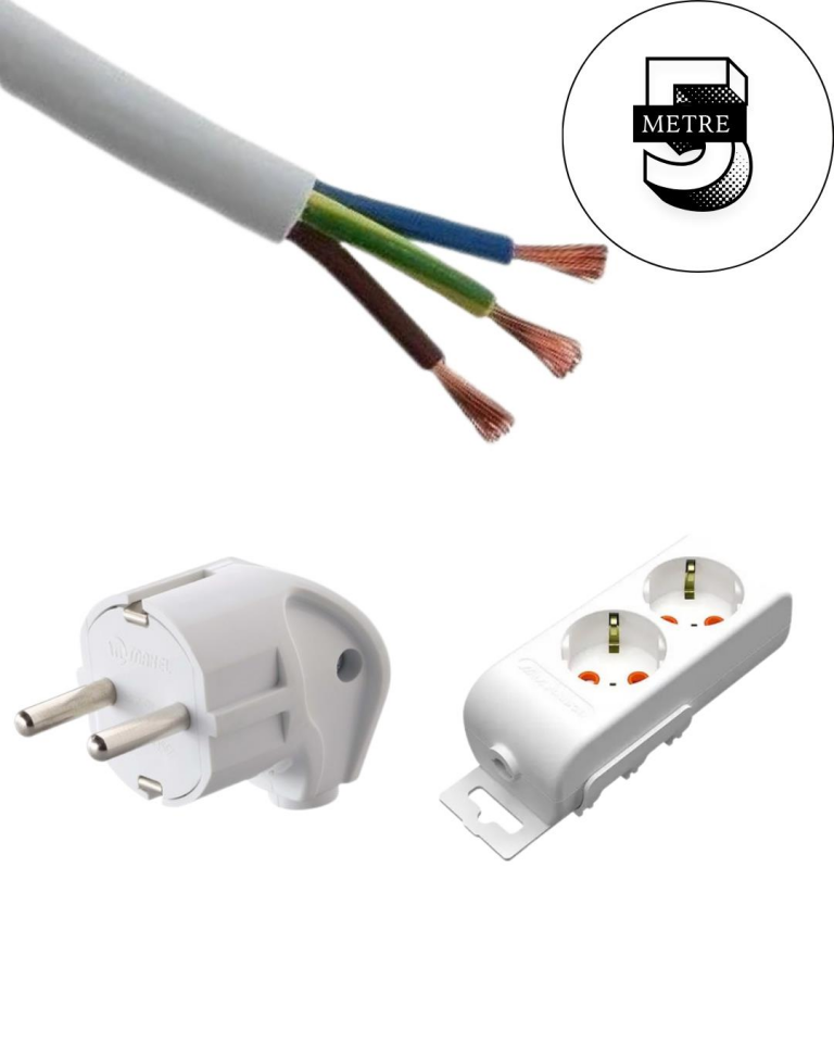 Acaroğlu - 5 Metre 3x2,5mm² TTR Kablo | İkili Uzatma Grup Priz