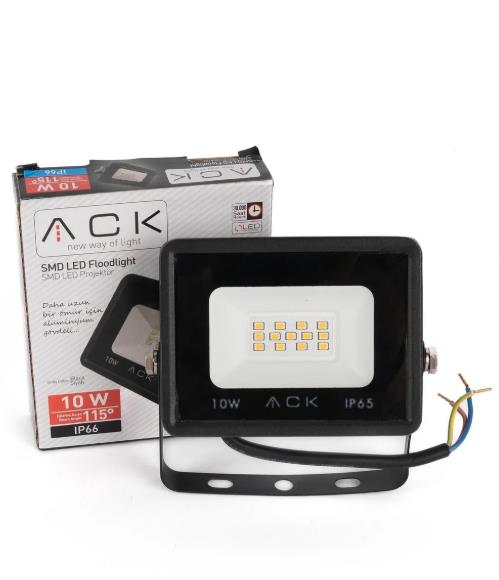 Ack - 10W Tablet Led Projektör İP65 Suya Dayanıklı  6500k 1150LMN Beyaz Işık AT62-01032