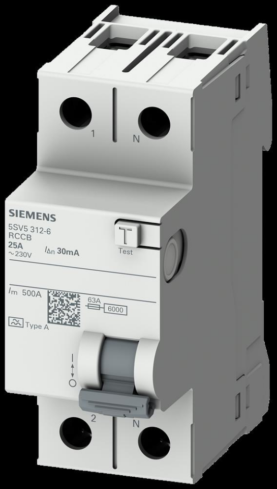 Siemens Monofaze 2P 25A 30ma Kaçak Akım Koruma Rölesi (Hayat Koruma Rölesi) 5SV5312-6