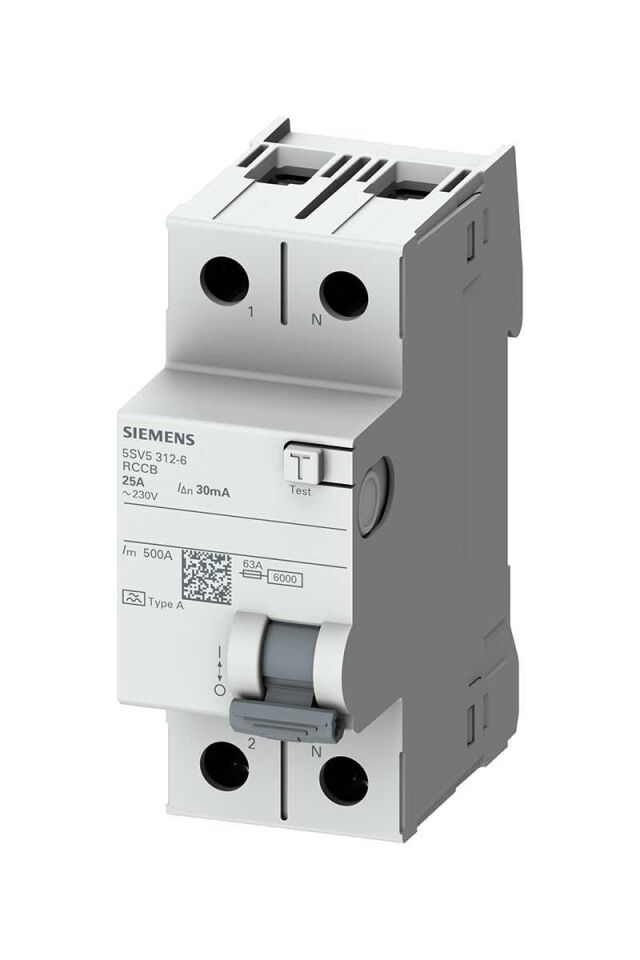 Siemens Monofaze 2P 25A 30ma Kaçak Akım Koruma Rölesi (Hayat Koruma Rölesi) 5SV5312-6