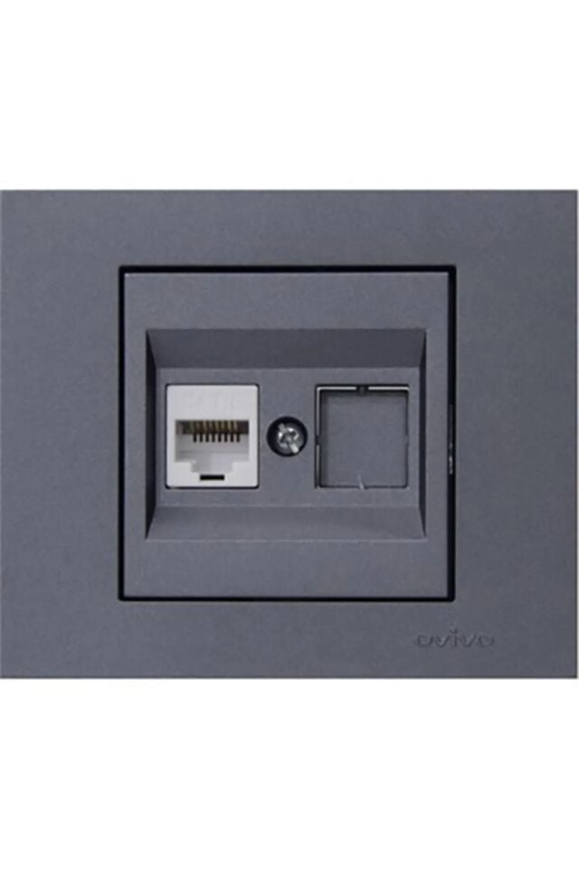 Ovivo - Grano Tekli Data Prizi RJ45+Boş Yuva  Mekanizma+Çerçeve (Füme) 600-000312-229