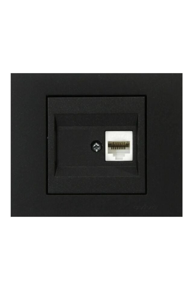 Ovivo - Grano Tekli Data Prizi RJ45+Boş Yuva Mekanizma+Çerçeve (Metalik Siyah) 600-000317-229