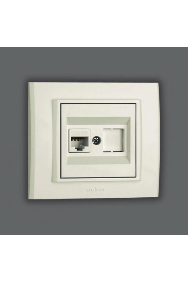 Ovivo - Grano Tekli Data Prizi RJ45+Boş Yuva  Mekanizma+Çerçeve (Beyaz) 600-00300-229