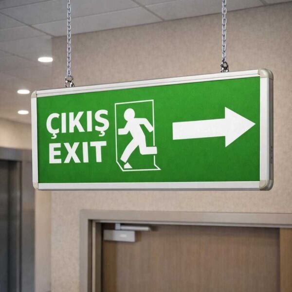 PELSAN ACİL YÖNLENDİRME ARMATÜRÜ ÇİFT YÖN 3H ZİNCİR ASKI (ÇIKIŞ-EXIT-KAPIYA KOŞAN ADAM) PEL203887