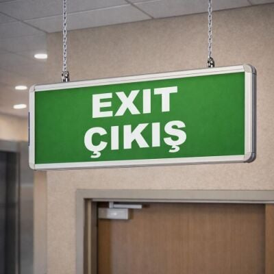 PELSAN ACİL YÖNLENDİRME ARMATÜRÜ ÇİFT YÖN 3H ZİNCİR ASKI (ÇIKIŞ-EXIT) (5513 1410) 203890
